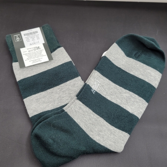 J Crew Bold stripe socks Hunter Green & Gray Stripe socks - Picture 7 of 8